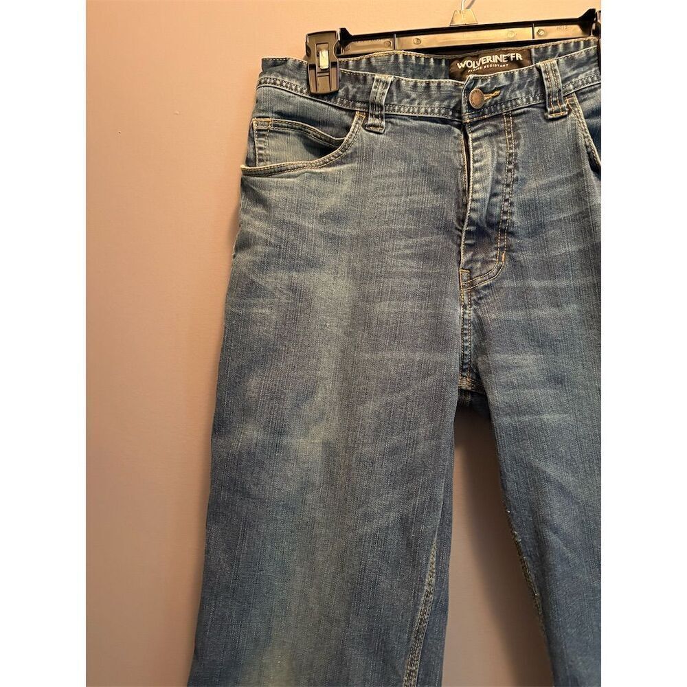 Wolverine Men's Flame Resistant Jeans Blue Size 36x32 (actual measures 33x30) - Picture 2 of 10